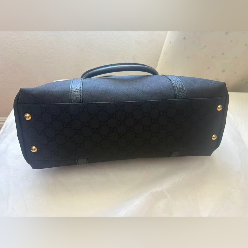 GUCCI GG Canvas Tote Bag Black Large Shopper Authentic Italy - Picture 15 of 16